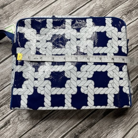 Bella Toiletry Bag Navy White Rope Knot Print Travel Cosmetic Case NWT - Picture 10 of 12